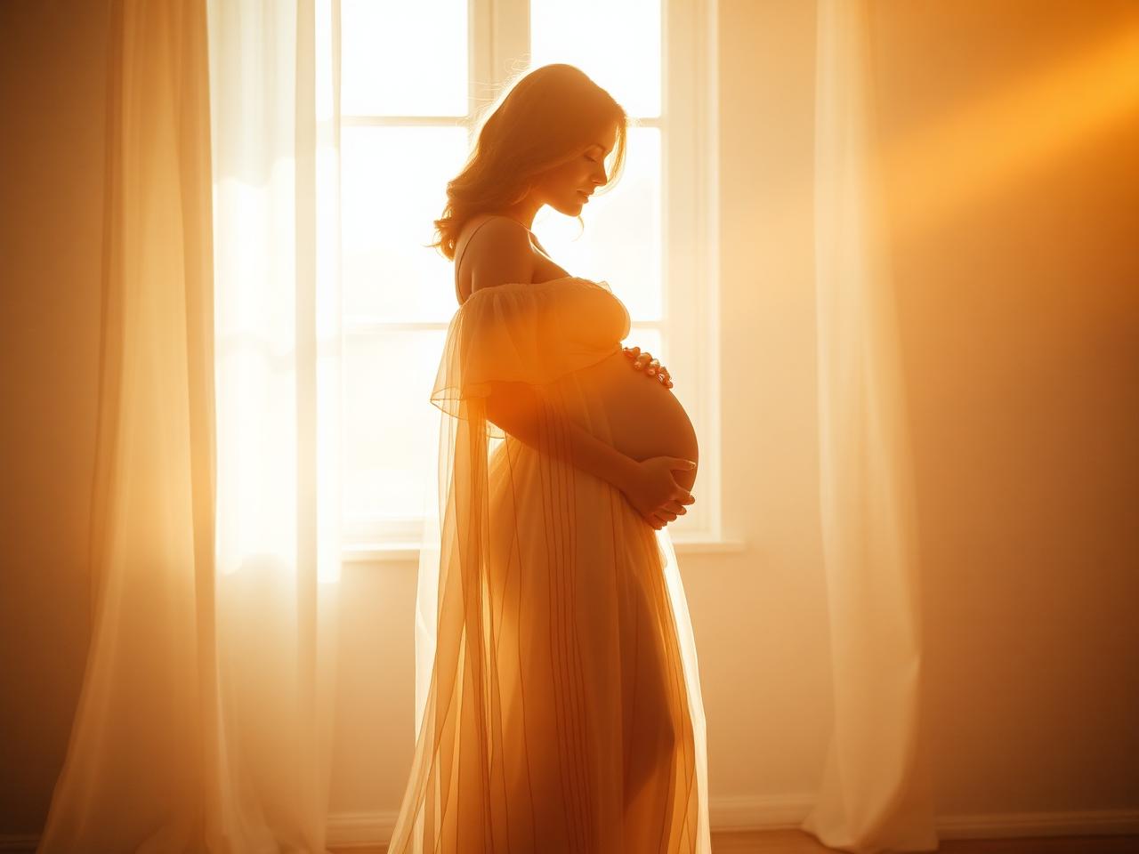 A newborn baby curled in a soft cream wrap in a light-filled studio